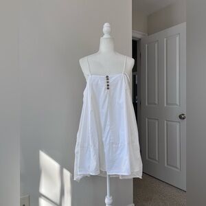 Free People White Lined Cotton Mini Dress with Pockets